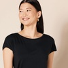 Amazon Essentials Women’s Jersey Regular-Fit Short-Sleeve Boat-Neck Dolman T-Shirt, Pack of 2(Black/White)