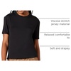 Amazon Essentials Women’s Jersey Relaxed-Fit Short-Sleeve Crewneck Pocket T-Shirt, Pack of 2(Black/French Stripes)