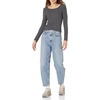 Amazon Essentials Women’s Long Sleeve Slim-Fit Rib Scoop Neck Sweater (Available in Plus Size), Pack of 2(Black/Charcoal Heather)