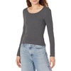 Amazon Essentials Women’s Long Sleeve Slim-Fit Rib Scoop Neck Sweater (Available in Plus Size), Pack of 2(Black/Charcoal Heather)