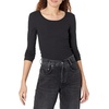 Amazon Essentials Women’s Long Sleeve Slim-Fit Rib Scoop Neck Sweater (Available in Plus Size), Pack of 2(Black/Eggshell White)