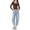 Amazon Essentials Women’s Long Sleeve Slim-Fit Rib Scoop Neck Sweater (Available in Plus Size), Pack of 2(Eggshell White/Espresso)