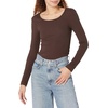 Amazon Essentials Women’s Long Sleeve Slim-Fit Rib Scoop Neck Sweater (Available in Plus Size), Pack of 2(Eggshell White/Espresso)