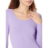 Amazon Essentials Women’s Long Sleeve Slim-Fit Rib Scoop Neck Sweater (Available in Plus Size), Pack of 2(Lilac/White)