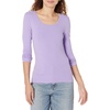 Amazon Essentials Women’s Long Sleeve Slim-Fit Rib Scoop Neck Sweater (Available in Plus Size), Pack of 2(Lilac/White)