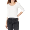 Amazon Essentials Women’s Long Sleeve Slim-Fit Rib Scoop Neck Sweater (Available in Plus Size), Pack of 2(White)