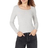 Amazon Essentials Women’s Long Sleeve Slim-Fit Rib Scoop Neck Sweater (Available in Plus Size), Pack of 2(White/Grey)