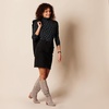 Amazon Essentials Women’s Long-Sleeve Turtleneck Stretch Fleece (Available in Plus Size)(Black/White Tossed Leaf)