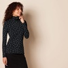 Amazon Essentials Women’s Long-Sleeve Turtleneck Stretch Fleece (Available in Plus Size)(Black/White Tossed Leaf)