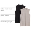 Amazon Essentials Women’s Mock-Neck Slim-Fit Ribbed Knit Cotton Sleeveless Top, Pack of 2(Black/French Stripe)