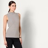 Amazon Essentials Women’s Mock-Neck Slim-Fit Ribbed Knit Cotton Sleeveless Top, Pack of 2(Black/French Stripe)