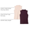 Amazon Essentials Women’s Mock-Neck Slim-Fit Ribbed Knit Cotton Sleeveless Top, Pack of 2(Blush/Burgundy)