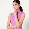 Amazon Essentials Women’s Mock-Neck Slim-Fit Ribbed Knit Cotton Sleeveless Top, Pack of 2(Purple/White)