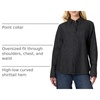 Amazon Essentials Women’s Modern Oversized-Fit Cropped Denim Button-Down Shirt, Lightweight Chambray, Point Collar(Black)