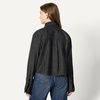 Amazon Essentials Women’s Modern Oversized-Fit Cropped Denim Button-Down Shirt, Lightweight Chambray, Point Collar(Black)