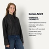 Amazon Essentials Women’s Modern Oversized-Fit Cropped Denim Button-Down Shirt, Lightweight Chambray, Point Collar(Black)
