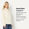 Amazon Essentials Women’s Modern Oversized-Fit Cropped Denim Button-Down Shirt, Lightweight Chambray, Point Collar(Ecru)