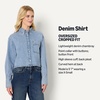 Amazon Essentials Women’s Modern Oversized-Fit Cropped Denim Button-Down Shirt, Lightweight Chambray, Point Collar(Icy Light Blue)