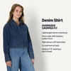 Amazon Essentials Women’s Modern Oversized-Fit Cropped Denim Button-Down Shirt, Lightweight Chambray, Point Collar(Medium Blue Vintage)