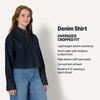 Amazon Essentials Women’s Modern Oversized-Fit Cropped Denim Button-Down Shirt, Lightweight Chambray, Point Collar(Rinse)