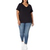 Amazon Essentials Women’s Plus Size Short-Sleeve V-Neck T-Shirt(Black)