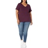 Amazon Essentials Women’s Plus Size Short-Sleeve V-Neck T-Shirt(Burgundy)