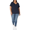 Amazon Essentials Women’s Plus Size Short-Sleeve V-Neck T-Shirt(Navy)