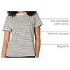 Amazon Essentials Women’s Regular Fit 100% Cotton Crewneck Short Sleeve T-Shirt(Eggshell White Black French Stripes)