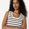 Amazon Essentials Women’s Regular-Fit 100% Cotton Sleeveless Tank Top, Pack of 2(Black/Mariner Stripe)