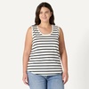 Amazon Essentials Women’s Regular-Fit 100% Cotton Sleeveless Tank Top, Pack of 2(Black/Mariner Stripe)