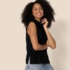 Amazon Essentials Women’s Regular-Fit Cap Sleeve Mock Neck Sweater Top(Black)