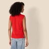 Amazon Essentials Women’s Regular-Fit Cap Sleeve Mock Neck Sweater Top(Bright Poppy Red)