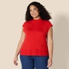 Amazon Essentials Women’s Regular-Fit Cap Sleeve Mock Neck Sweater Top(Bright Poppy Red)