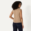Amazon Essentials Women’s Regular-Fit Cap Sleeve Mock Neck Sweater Top(Camel Heather)