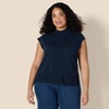 Amazon Essentials Women’s Regular-Fit Cap Sleeve Mock Neck Sweater Top(Navy)