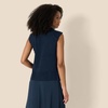 Amazon Essentials Women’s Regular-Fit Cap Sleeve Mock Neck Sweater Top(Navy)