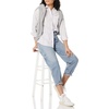 Amazon Essentials Women’s Regular-Fit Long-Sleeve Button-Down Cotton Poplin Shirt, Business Casual(Lilac White Variegated Stripe)