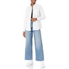 Amazon Essentials Women’s Regular-Fit Long-Sleeve Button-Down Cotton Poplin Shirt, Business Casual(White)