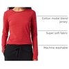 Amazon Essentials Women’s Regular-Fit Long-Sleeve Crewneck T-Shirt (Available in Plus Size)(Burgundy Red Stripe)