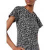 Amazon Essentials Women’s Regular-Fit Short Flutter Cape Sleeve Crewneck T-Shirt(Black White Animal Print)