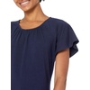 Amazon Essentials Women’s Regular-Fit Short Flutter Cape Sleeve Crewneck T-Shirt(Navy Blue)