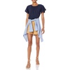 Amazon Essentials Women’s Regular-Fit Short Flutter Cape Sleeve Crewneck T-Shirt(Navy Blue)