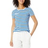Amazon Essentials Women’s Regular-Fit Short-Sleeve Crewneck T-Shirt, Multipacks(2-pack Camel/Black Ikat Animal/Blue/White Stripe)