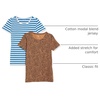 Amazon Essentials Women’s Regular-Fit Short-Sleeve Crewneck T-Shirt, Multipacks(2-pack Camel/Black Ikat Animal/Blue/White Stripe)