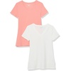 Amazon Essentials Women’s Regular-Fit Short-Sleeve Crewneck T-Shirt, Multipacks(Peach/White)