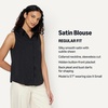 Amazon Essentials Women’s Regular-Fit Sleeveless Button-Down Blouse(Black)