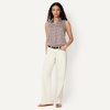 Amazon Essentials Women’s Regular-Fit Sleeveless Button-Down Blouse(Ivory Burgundy Abstract Animal)