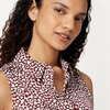 Amazon Essentials Women’s Regular-Fit Sleeveless Button-Down Blouse(Ivory Burgundy Abstract Animal)