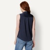 Amazon Essentials Women’s Regular-Fit Sleeveless Button-Down Blouse(Navy)