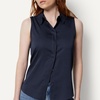 Amazon Essentials Women’s Regular-Fit Sleeveless Button-Down Blouse(Navy)